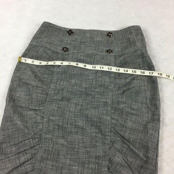 Button Front Pencil Skirt Size Medium Womens Light Gray Casual Career Ruched M - Picture 6 of 7